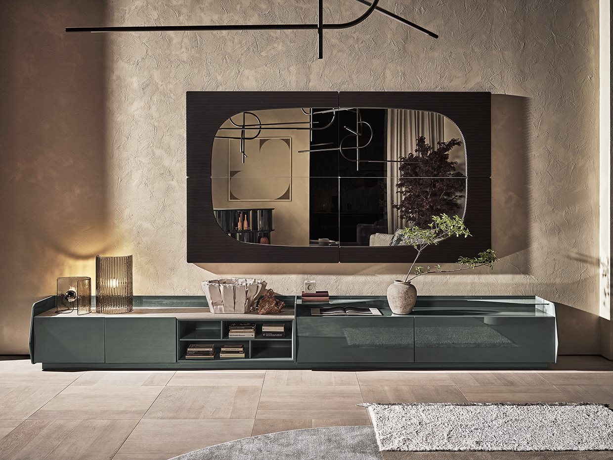 Bonfire Stripes Table Lamp Small Bronzed Molten Curved Glass