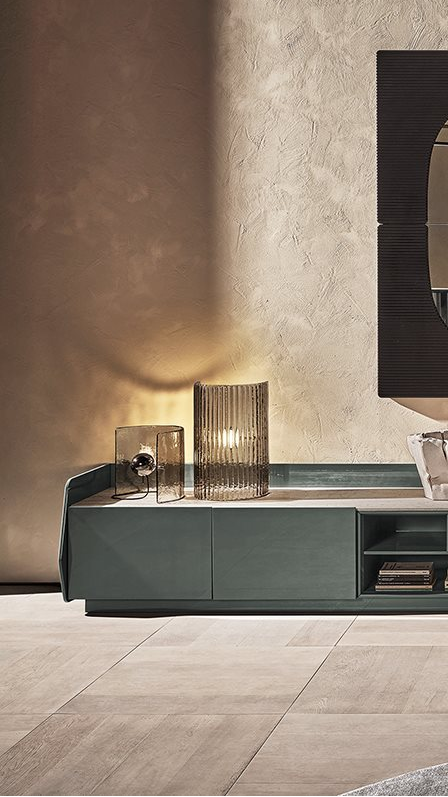 Bonfire Stripes Table Lamp Big Bronzed Molten Curved Glass