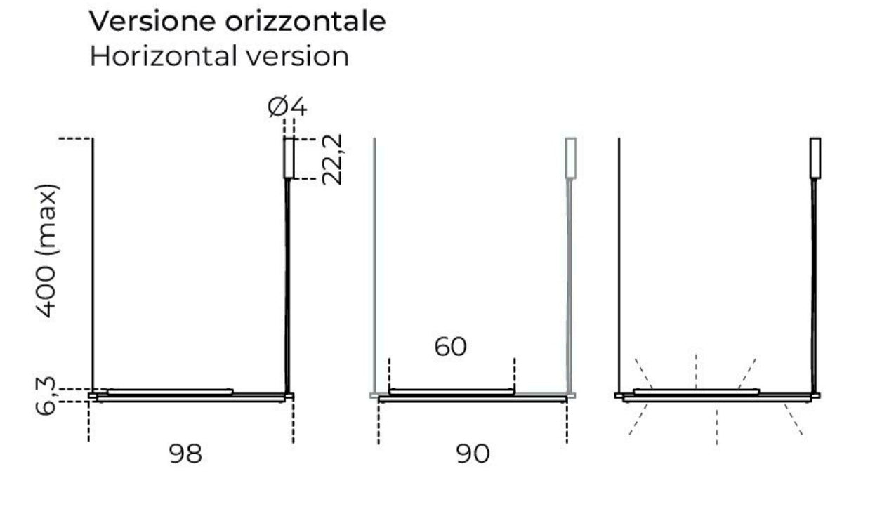 Tratto Pendant Horizontal 158 in Amaranto