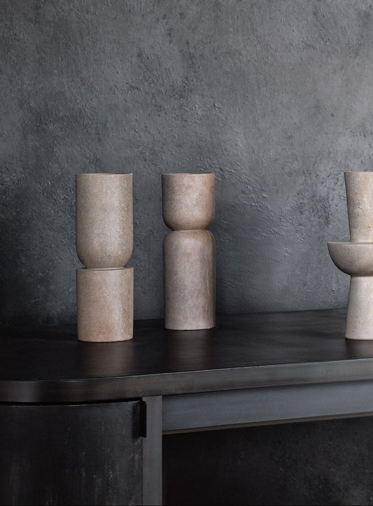 STYLING  ITEM - Totem Vase 01  / Brown  / Dia 10 x 30H / Stone
