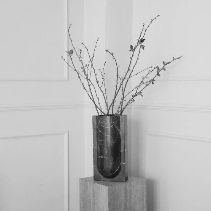 Arc Vase L Shadow Black marble