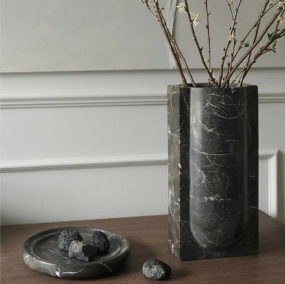 Arc Vase L Shadow Black marble