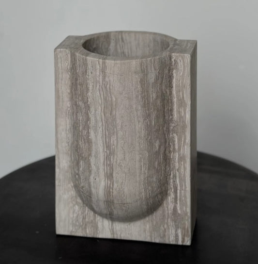 Arc Vase S Beige Chalk Grey marble