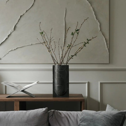 STYLING  ITEM - Arc Vase L   / 20 x 16 x 44H / Shadow Black marble