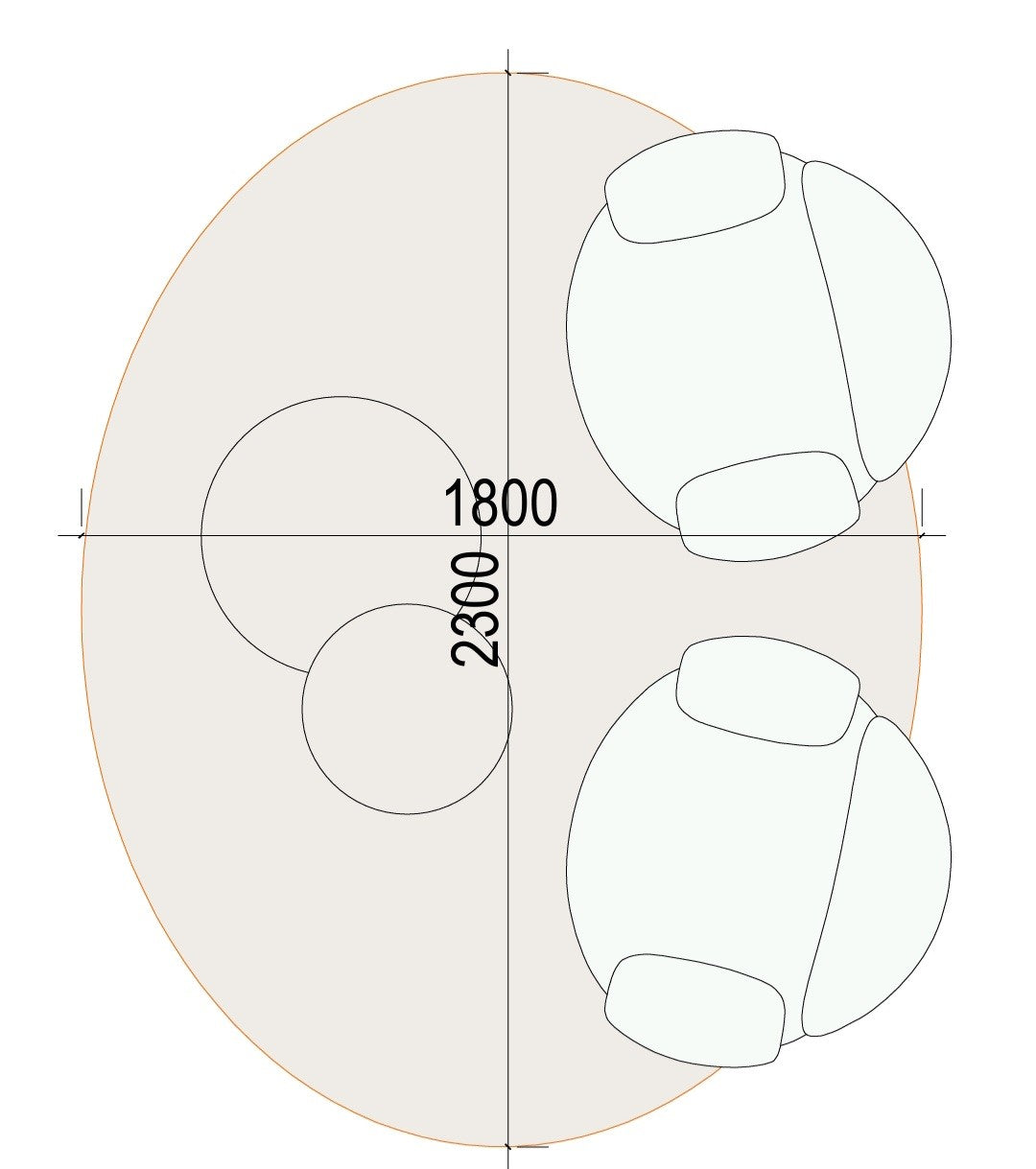 Rug - 2624-510  / Customized Oval / 180 x 230