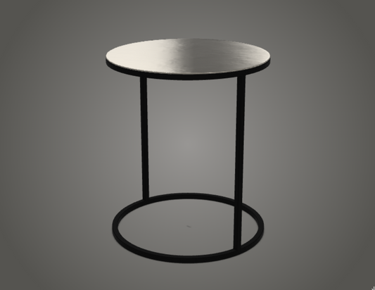 Side Table - Pek / Matt black / Platinum steel top / 43 x 50H
