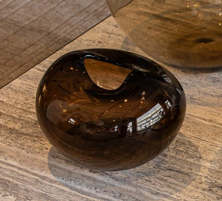 STYLING  ITEM - KH Pebble Vase / Black Brown / Glass / 27 x 20 x 19H