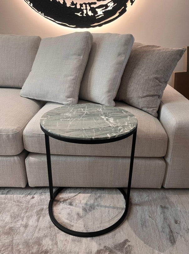 Side table - Pek / D43 x 51H / Verde Antigua / Varnished Metal