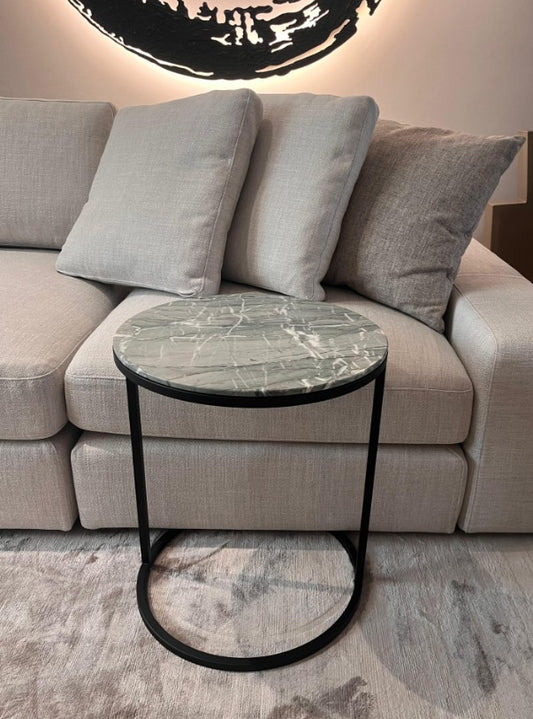 Side table - Pek / D43 x 51H / Verde Antigua / Varnished Metal