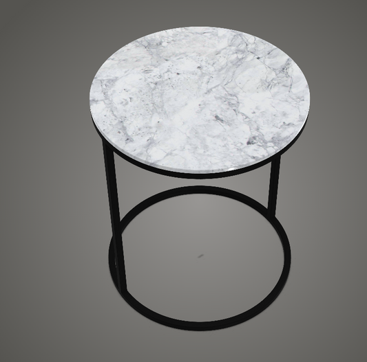 Side Table - Pek / Matt Black frame / White / Quartzite marble / D43 x 51H