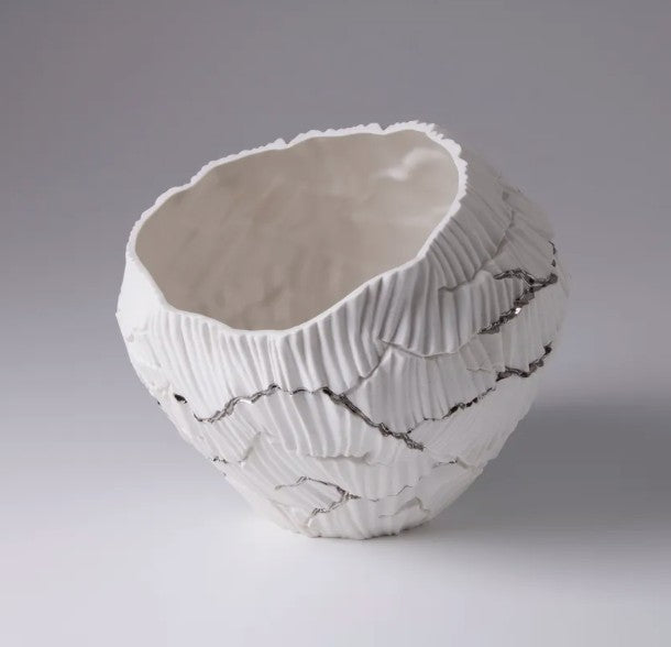 STYLING  ITEM - Bowl Anemos Zefiro / Gold / Platinum cracks  / 22 x 22 x 20H