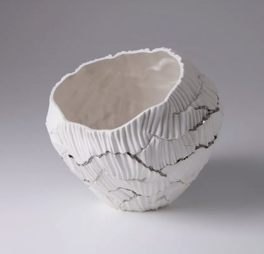 STYLING  ITEM - Bowl Anemos Zefiro / Gold / Platinum cracks  / 22 x 22 x 20H