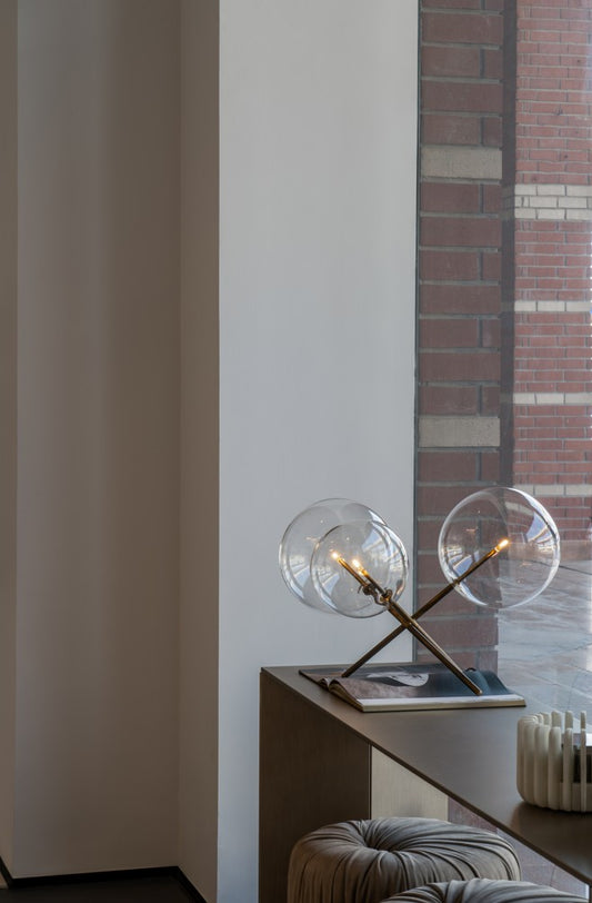 Table lamp - Bolle Tavolo 3 / Transparent  Glass / Brass Structure / 58 x 52 x 44H