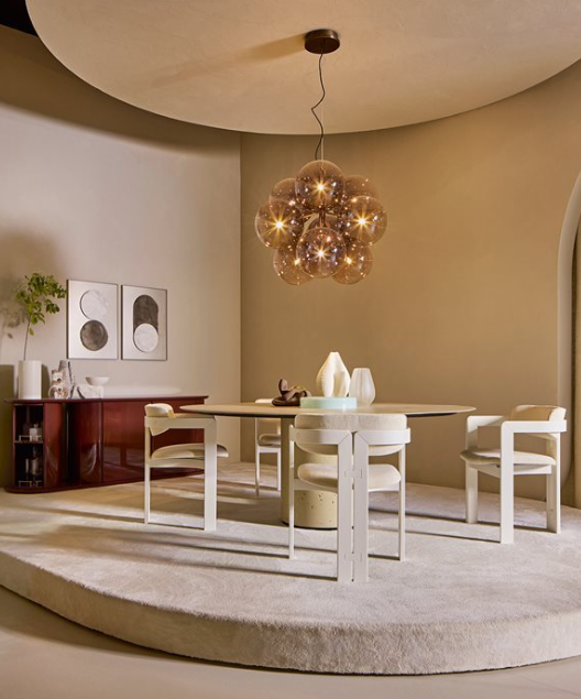 Chandelier I Pendant - Bolle Cielo 9 / Bronzite / Burnished Brass/ Glass / 82.5x84x74H