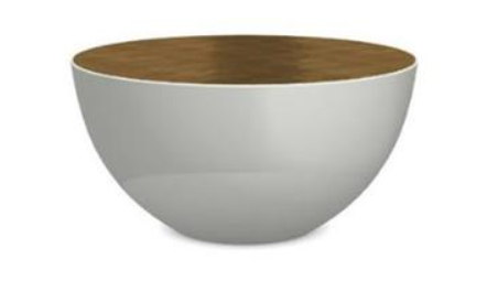 Coffee Table - Bongo TB4 / D75 x 38H / Brass top / White / Glossy Lacquered