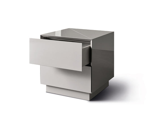 Karl Bedside Table Sand Matt & Glossy Lacquered