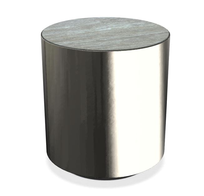 Side Table - Belt TB45R / 45 x 50H / Side panels platinum steel / Marble travertino Titanium