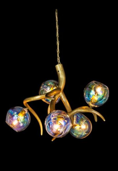 Ersa Chandelier Brass Burnished w/ Glass sphere was AED 32,870
