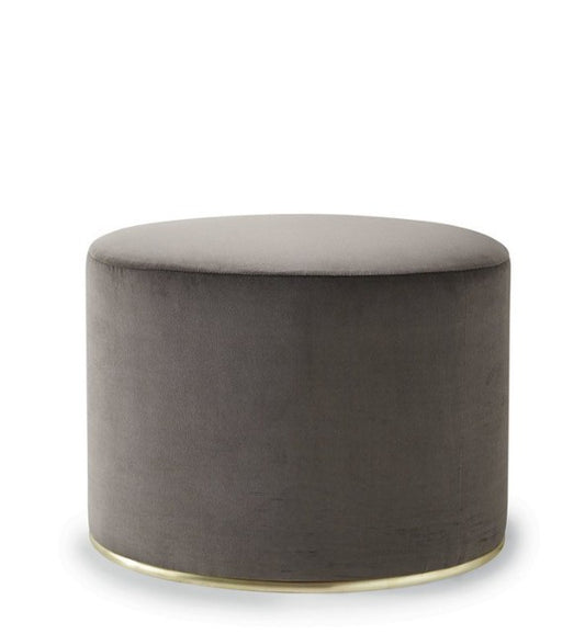 Ottoman - Lou L / Taupe / Leather Nabuk Cement 2115 / 58 x 36 x 46H / Matt black