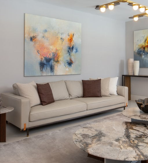 Sofa - Etienne / 280 x 104 x 85H / Seat 41H / Black Nickel / Leather Plume