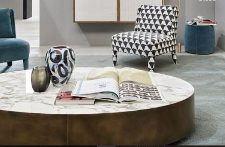 Coffee Table - Belt / D120 x 30H / Brass  / Glossy Calacatta Gold