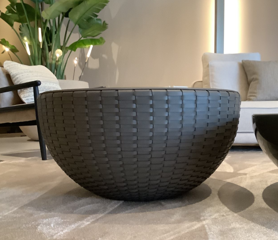 Coffee Table - Bongo TB4 / D75 x 38H / Grey / Saddle Leather 09