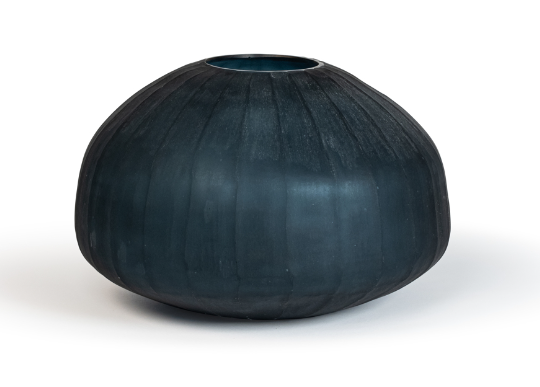 STYLING  ITEM - Papaver Vase / Blue Grey Stone / Vertical cut / D45 x 30H / Glass