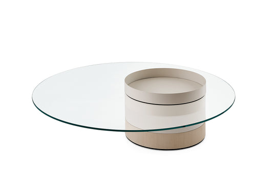 Coffee Table - Haumea L / White Laquered Brass / White Laquered Metal / Dia 120 x 33H