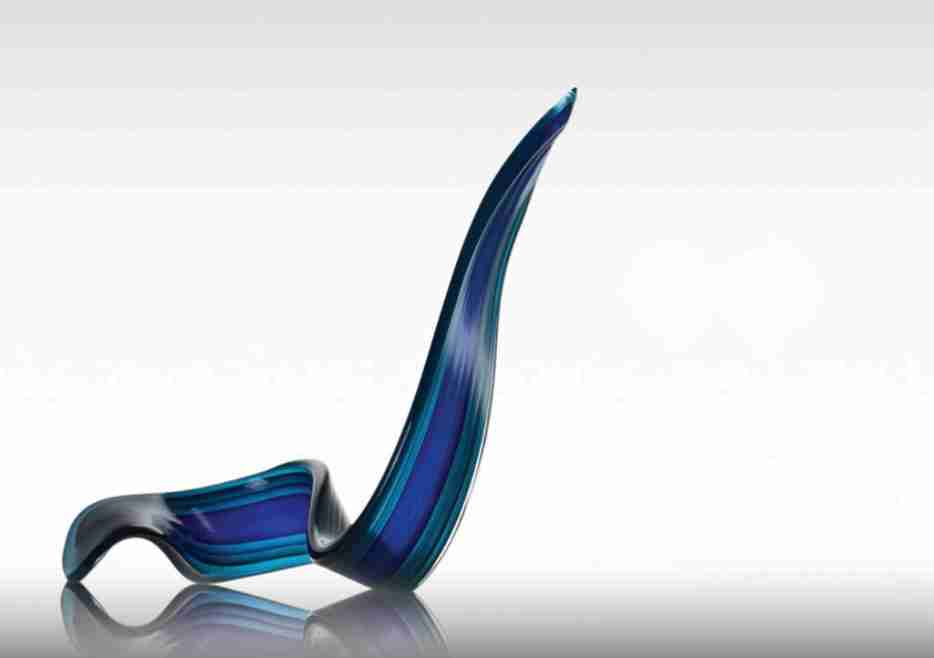 Wave Glass Sculpture Multi Blue / 56 x 43 x 30H