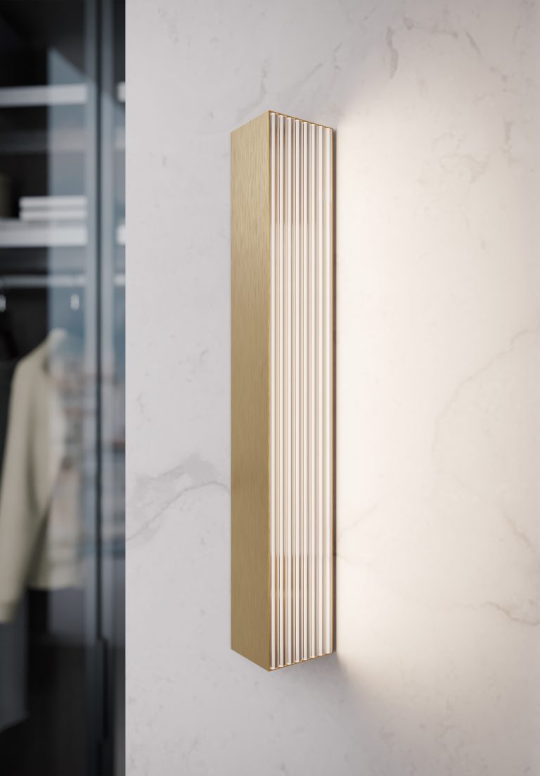 Wall Light - Stick / Brushed bronze-nickel / Ribbed plexiglass / 12 x 60H