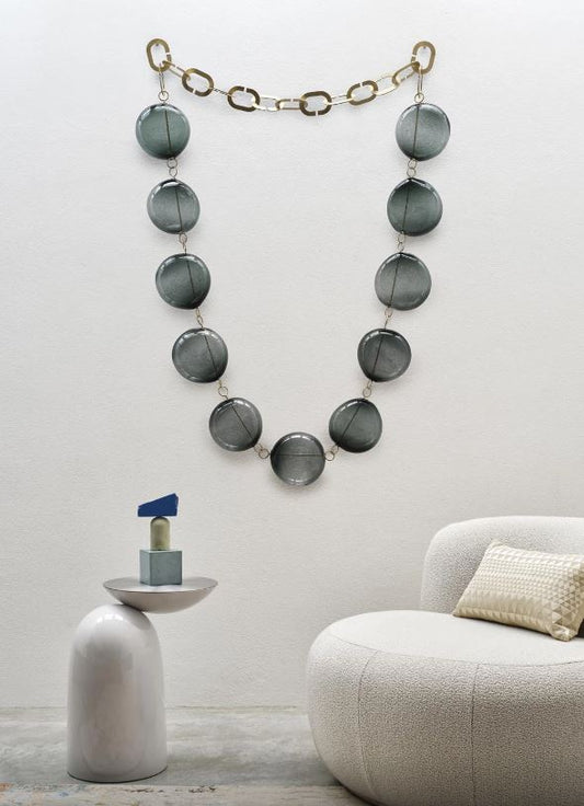 Art - Bead Chain II / Smoked Glass / Brushed Brass Chain / 102 x 149