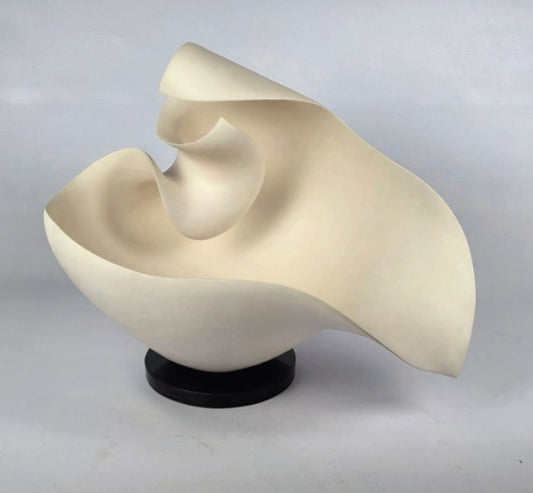 Ovum White Sculpture with Black Marble base