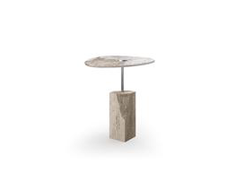 Rascino Side Table H45 Travertine Marble Base