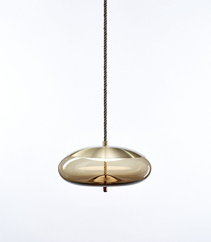 Chandelier I Pendant - Knot Small Disco / Smoke Brown Glass / Brush Champagne Lacquer / D30x14.5h