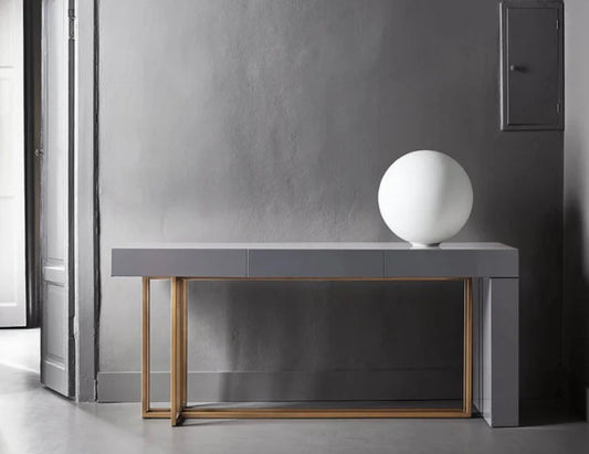 Console - Quincy R / 172 x 45 x 75H / Bronze / Putty / Glossy Lacquered