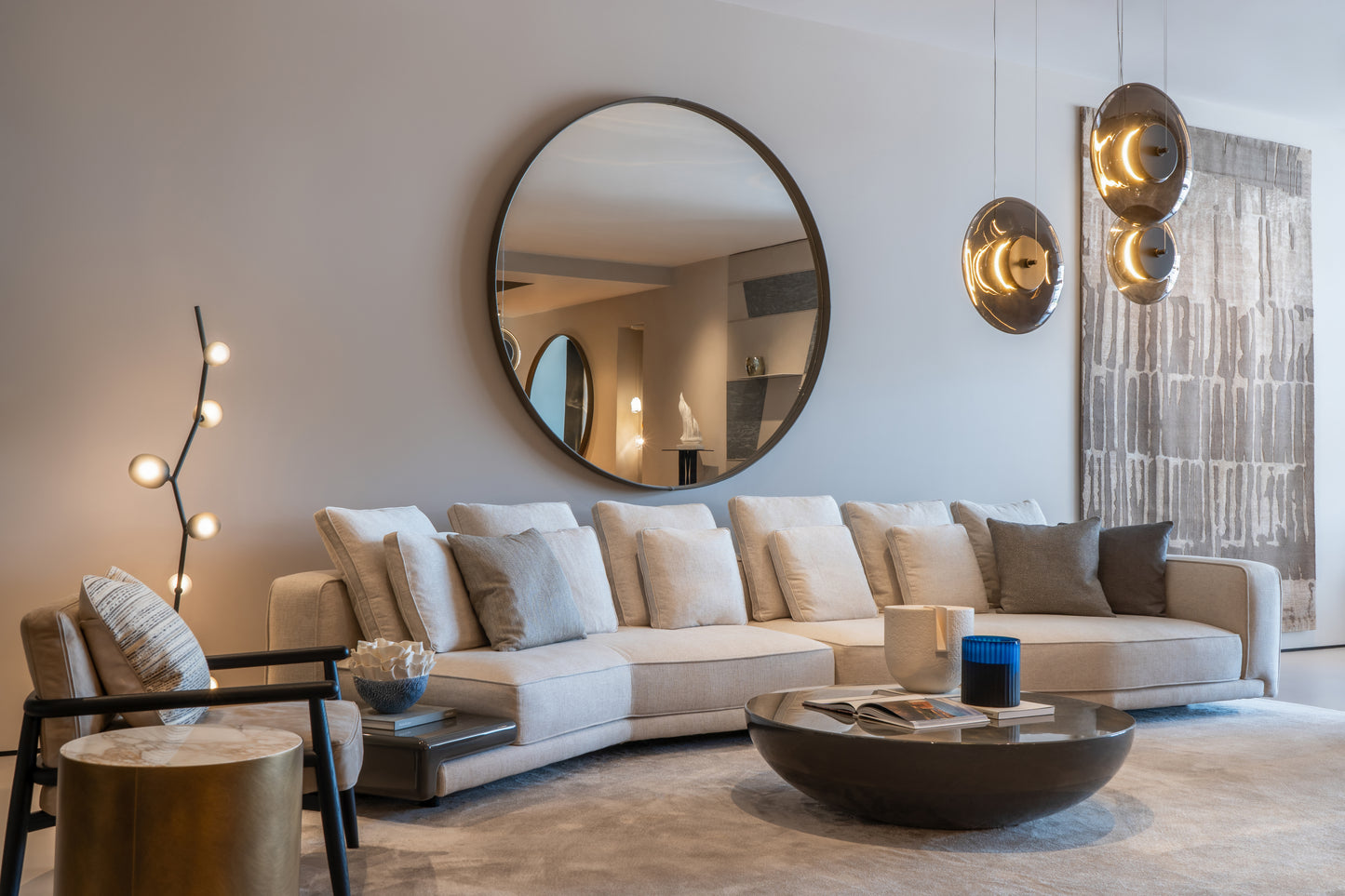 Mirror - Birk / Dia 180 x 7 / Grey / Leather Pereira 13