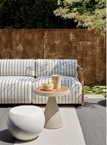 Cone Side Table Iroko top Concrete Structure