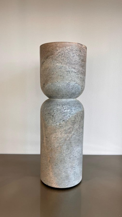 STYLING  ITEM - Totem Vase 01  / Brown  / Dia 10 x 30H / Stone