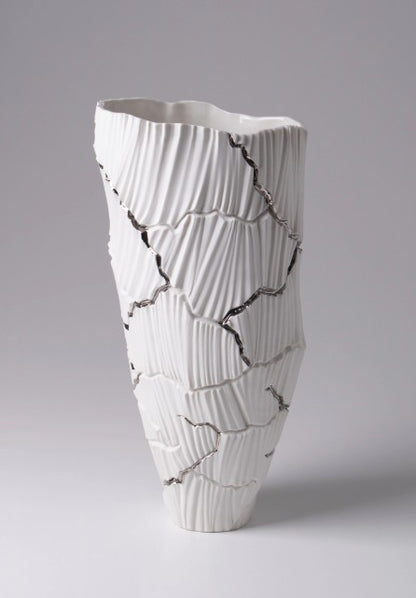 Vase Meltemi White Platinum cracks