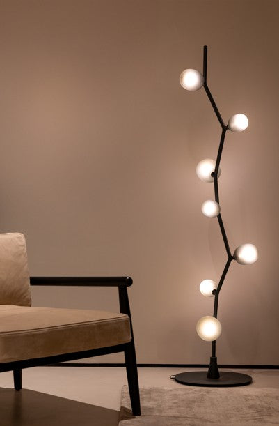 Floor lamp - Ivy / D41 x 170.5H / Smoked Grey / Acid Etched