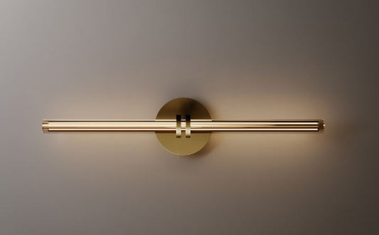 Wall Light - Optical wall / 60 x 11 x 12H / Natural burnished brass  / Smoke grey glass / Triac Dim