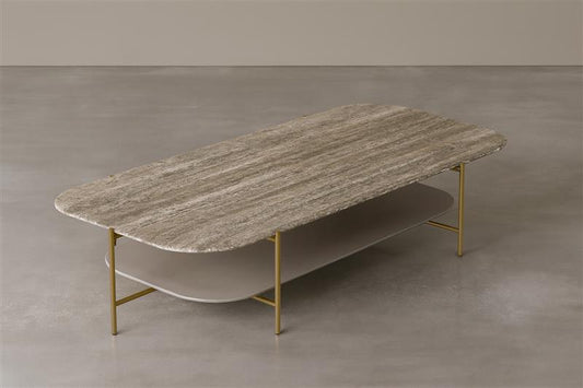 Adrian Coffee Table L182 in Travertine Titanium Marble