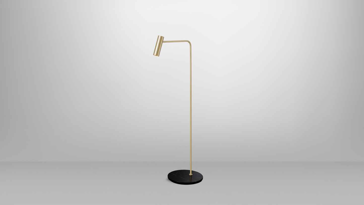 Floor lamp - Heron / 59 x 39.5 x 159H / Satin brass / Honed black marquina marble