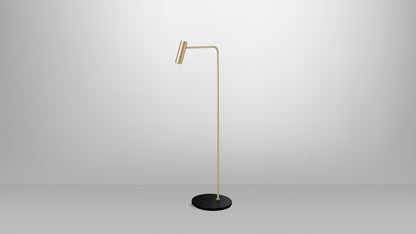 Heron Floor lamp Satin brass w/ Honed black marquina marble
