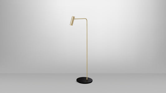 Floor lamp - Heron / 59 x 39.5 x 159H / Satin brass / Honed black marquina marble