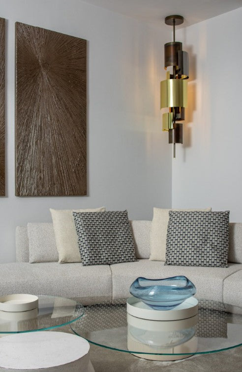 Chandelier I Pendant - Eris / 35 x 180H / Black bronzed / Bright / Satin / Hand-burnished