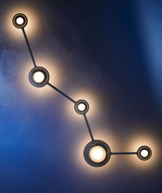 Wall Light - Constellation Cassiopea / 230 x 101 x 27H / Medium Copper / Black stardust