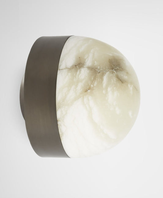Wall Light - Lucid 200 Flush / Bronze / Honed Alabaster / Dia 20 x 20H