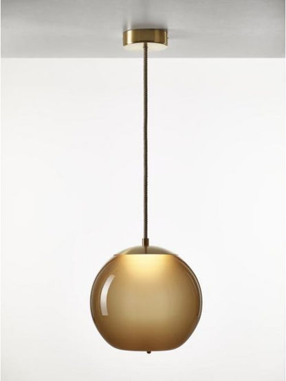 Knot Sfera Pendant Smoke Brown Glass Brushed Champagne Lacquer