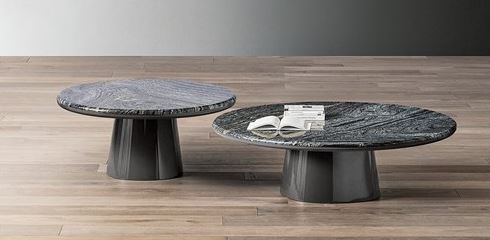Coffee Table - Leon / 90 x 44H / Lava base / Glossy Kenya Black marble